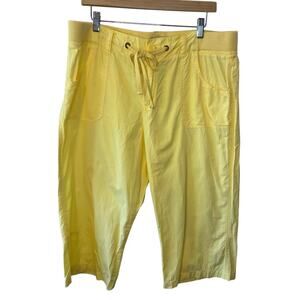 Faded Glory Y2K Beach Summer Yellow Cotton Cargo Style Capri Pants Size 16